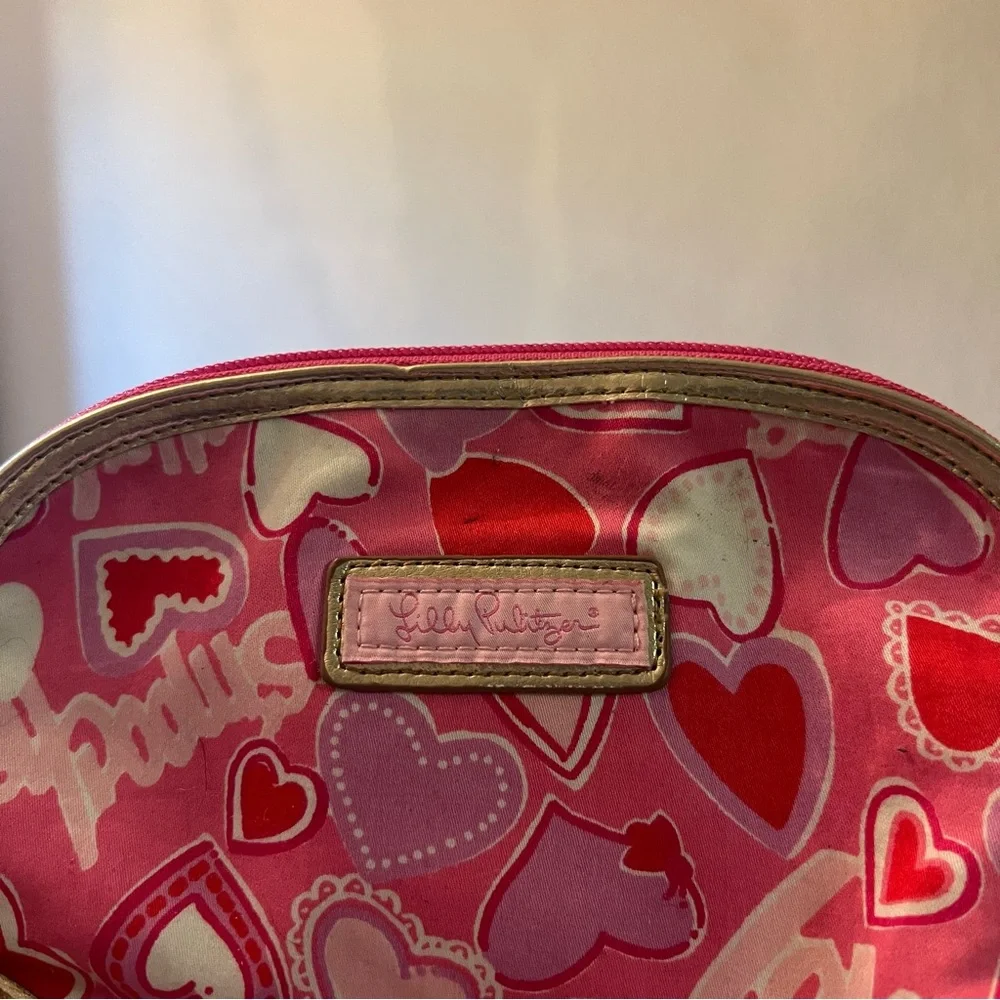 RARE Lilly Pulitzer Valentine’s Day Heart Print Zip Pouch Bag